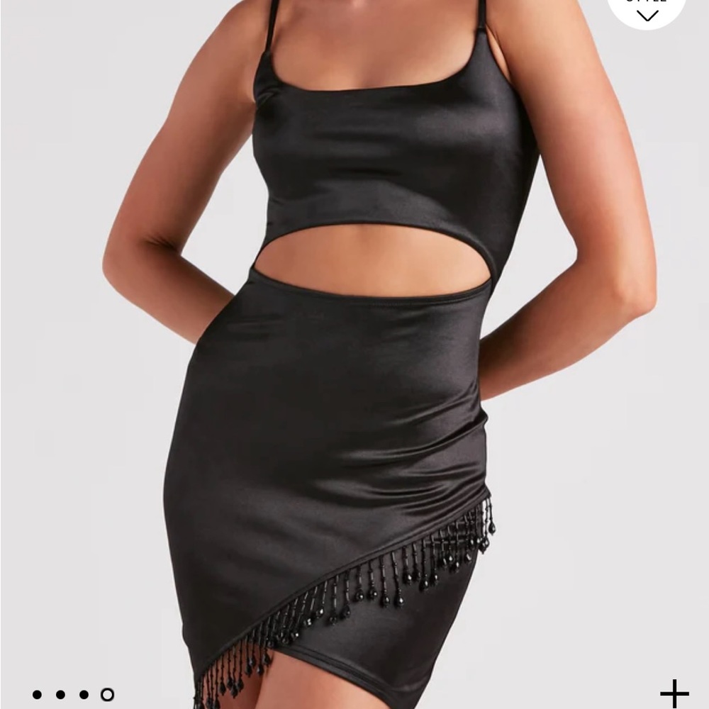 NWT Satin Fringe Mini Dress (L)